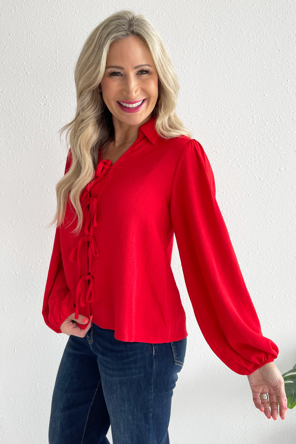 Long Sleeve Bow Tie Top