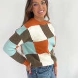 Multi Checker Long Sleeve Sweater