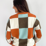 Multi Checker Long Sleeve Sweater