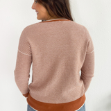 Waffle Textured Long Sleeve Sweater