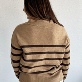 Stripe Buttoned Drop Shoulder Cardigan