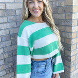 Drop Shoulder Striped Sweater