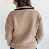 Collar Knit Sweater with Contrast Edging