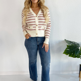 Striped Ribbed Button-Up Cardigan