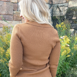 Long Sleeve V Neck Collared Sweater