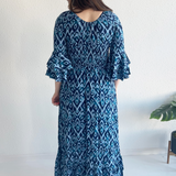 Large Swirl V-Neck Bell Sleeve Maxi