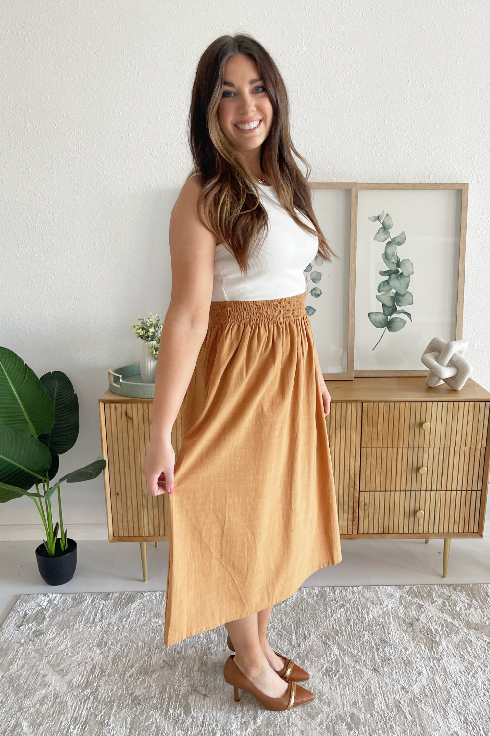 Smocked Waist Midi Dress