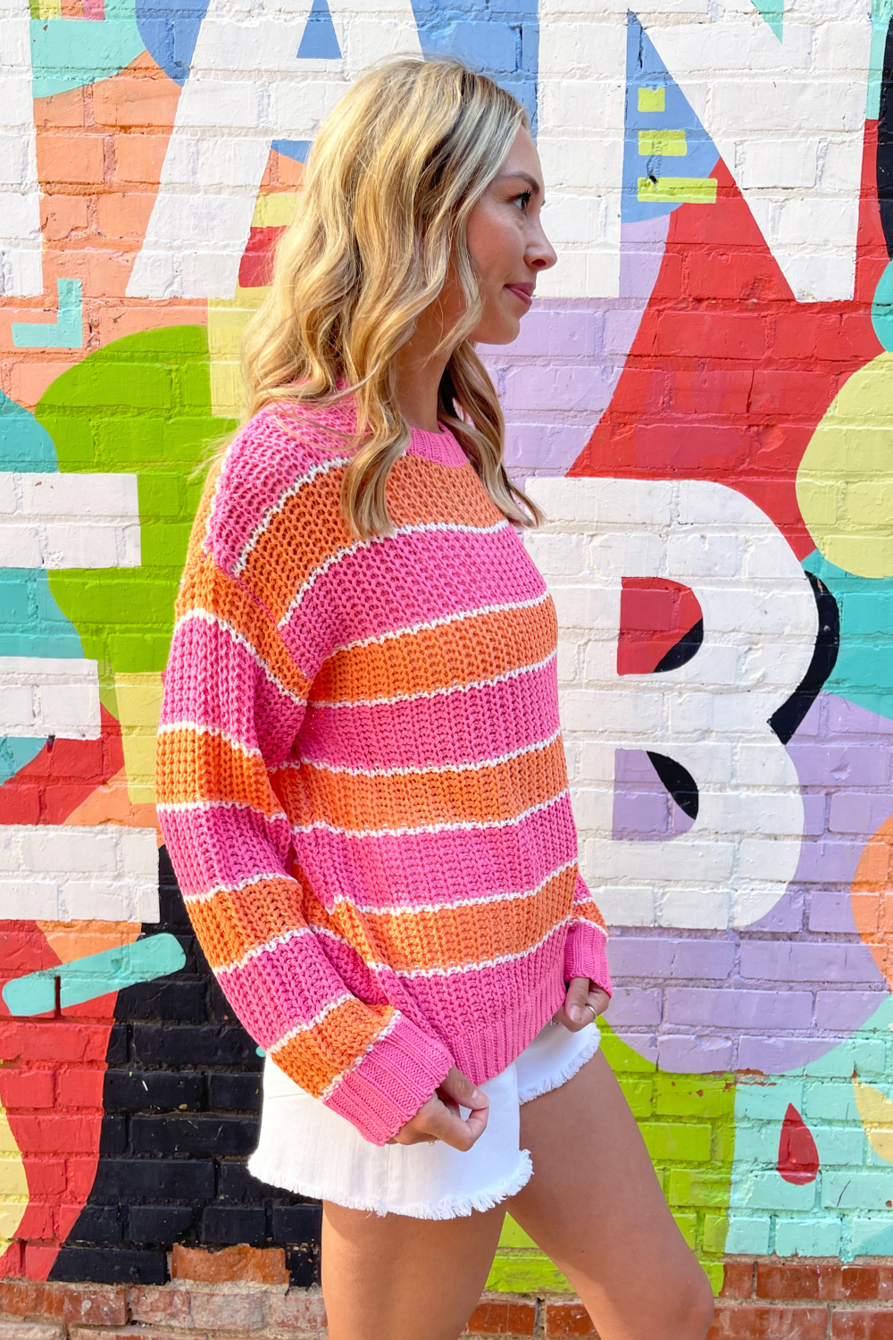 Multi-Striped Crochet Sweater