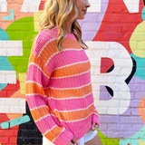 Multi-Striped Crochet Sweater