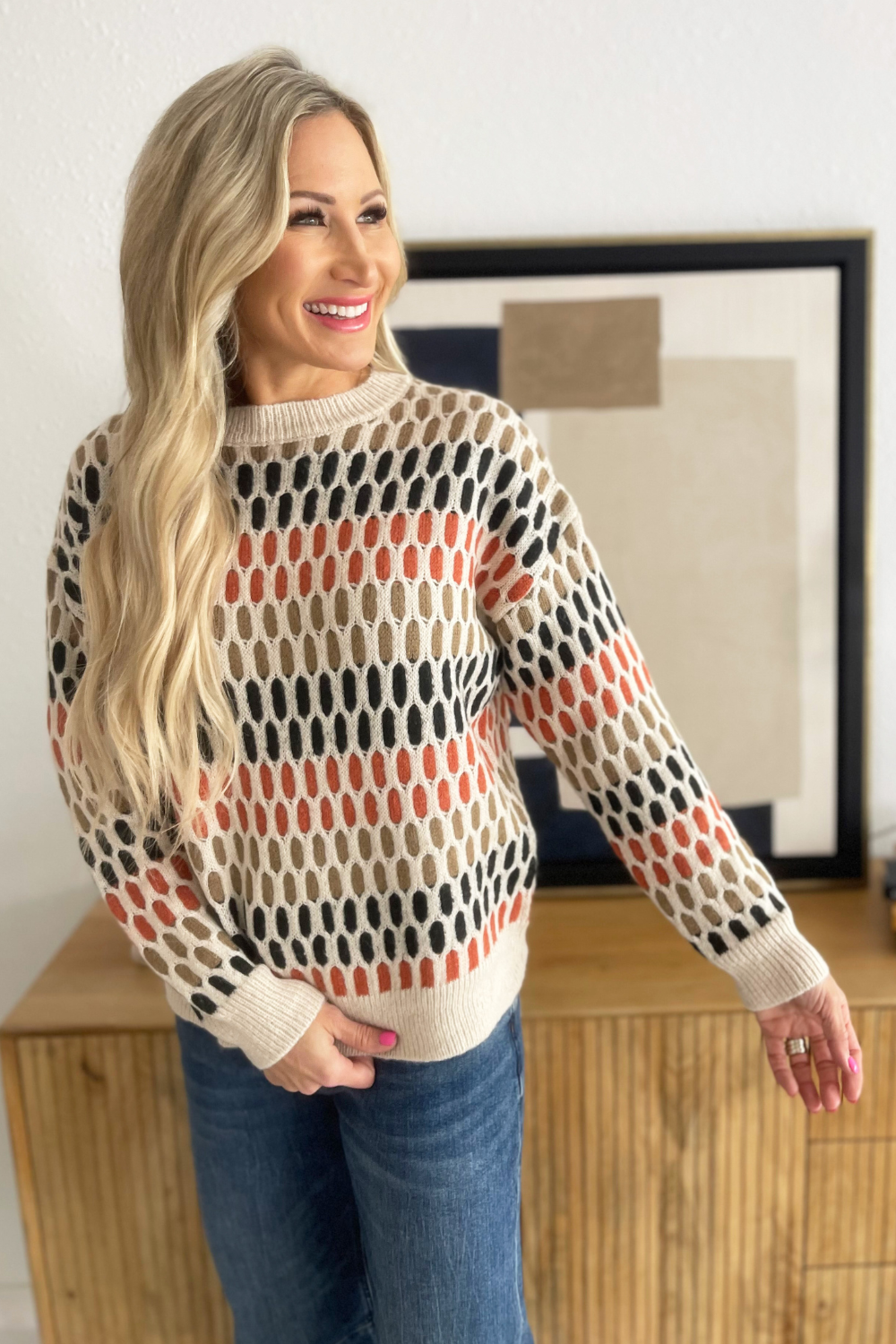 Jacquard Long Sleeve Sweater