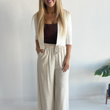 Wide Leg Elastic Waist Linen Trouser