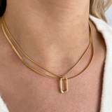 Two-Layer Necklace with Rectangle Pendant