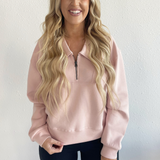 Wide Collar Half Zip Oversized Sweatshirt