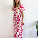 Balloon Sleeve Floral Print Maxi Dress