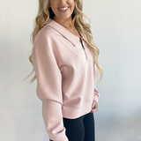 Wide Collar Half Zip Oversized Sweatshirt