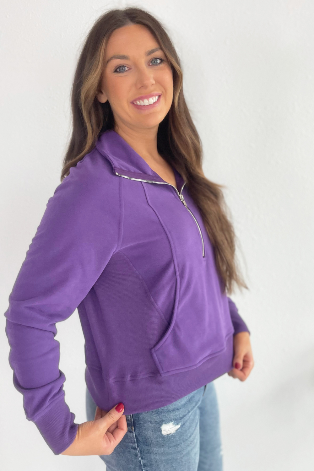 Half Zipper Sweater with Pockets