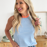 Striped Color Contrast Sleeveless Tank Sweater