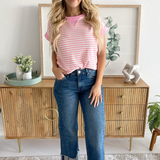 Striped Round Neck Short Sleeve Knit Top