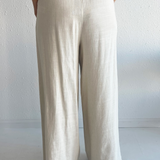 Wide Leg Elastic Waist Linen Trouser