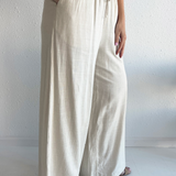 Wide Leg Elastic Waist Linen Trouser