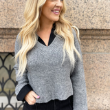 V-Neck Sweater w/ Collared Shirt