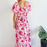 Balloon Sleeve Floral Print Maxi Dress