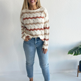 Wavy Striped Crochet Knit Sweater