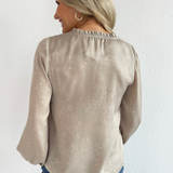 Jacquard Texture Long Sleeve Blouse