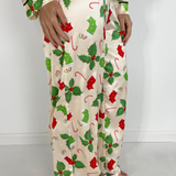 Mistletoe Printed Satin Pajama Set