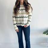 Wavy Striped Crochet Knit Sweater