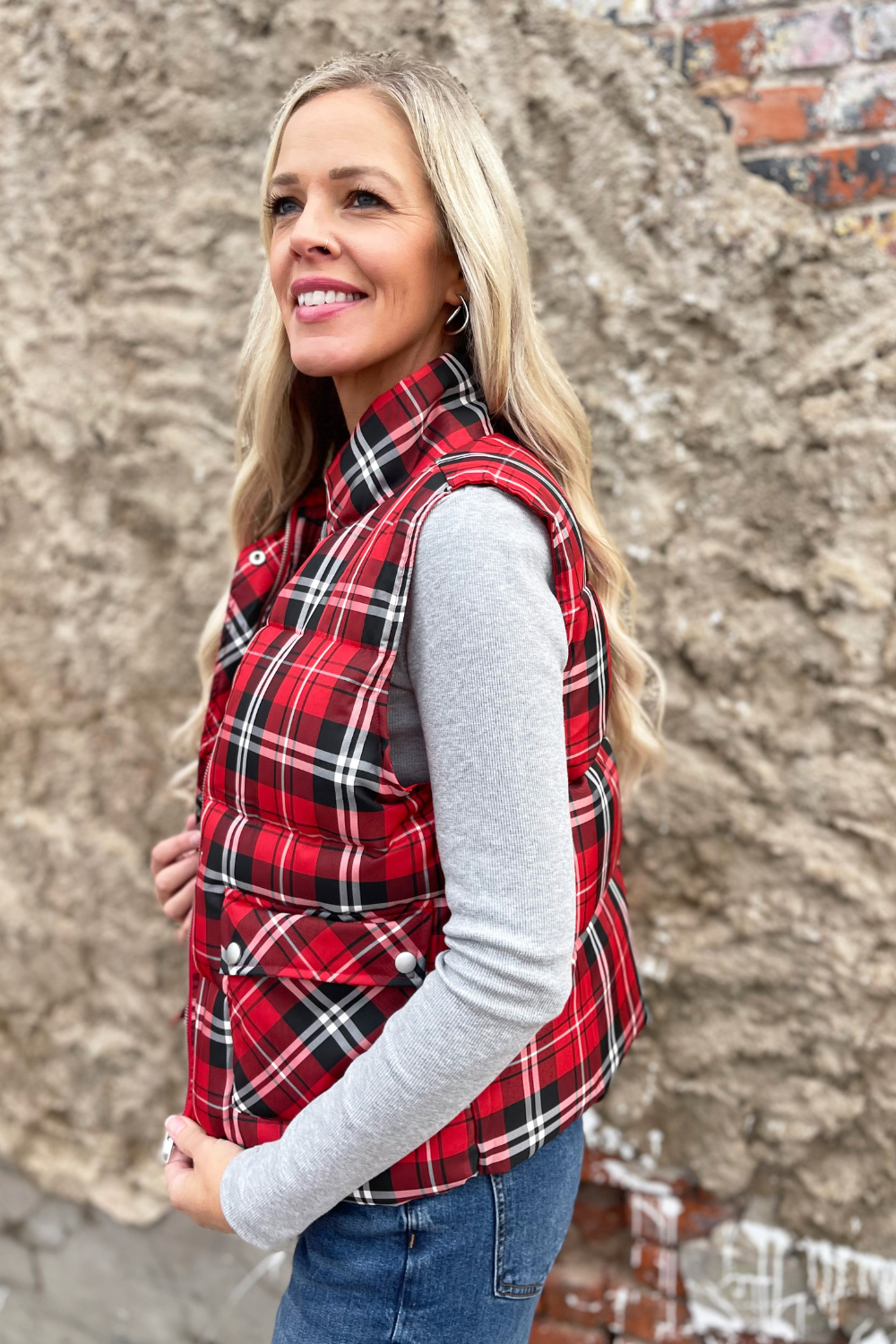 Plaid Check Print Vest