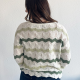 Wavy Striped Crochet Knit Sweater