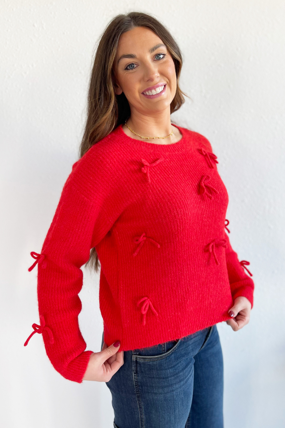 Ribbon Embellishment Sweater Top