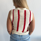 Crochet Open Weave Striped Sleeveless Top