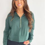 Piped Detail Pullover Zippered Sweater