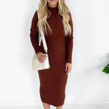 Ribbed Knitted Split Front Midi Dress