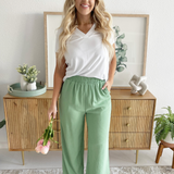 Elastic Waist Wide Leg Pant