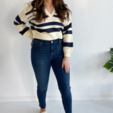 V-Neck Stripe Sweater