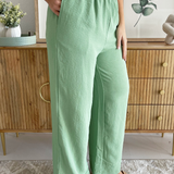 Elastic Waist Wide Leg Pant