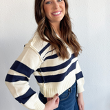 V-Neck Stripe Sweater