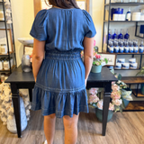 Tiered Denim Effect Mini Dress