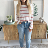 Striped Relaxed Fit Long Sleeve Sweater