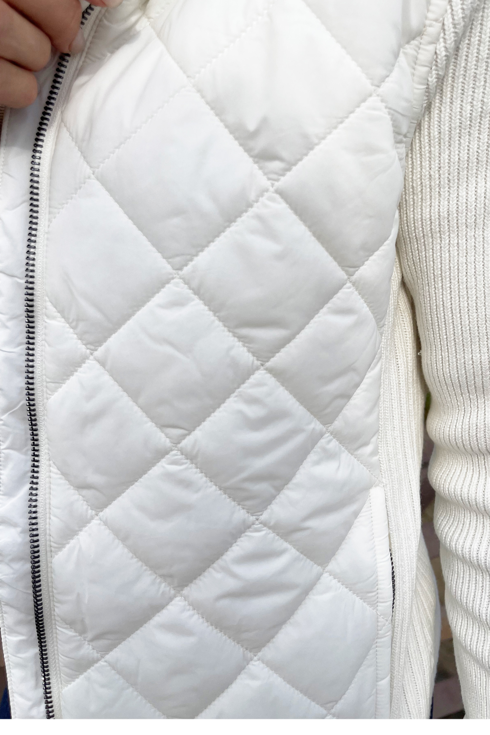 Long Sleeve Quilted Front Full Zip Hooded Jacket