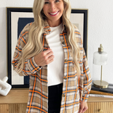 Plaid Button Front Long Shacket