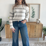 Striped Relaxed Fit Long Sleeve Sweater