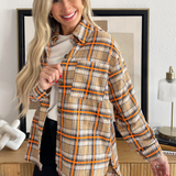 Plaid Button Front Long Shacket