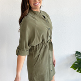 Drawstring Button Down Dress