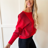 Boat Neck Dolman Colorblock Sweater