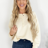 Relaxed Crop Henley Pullover