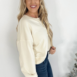 Relaxed Crop Henley Pullover